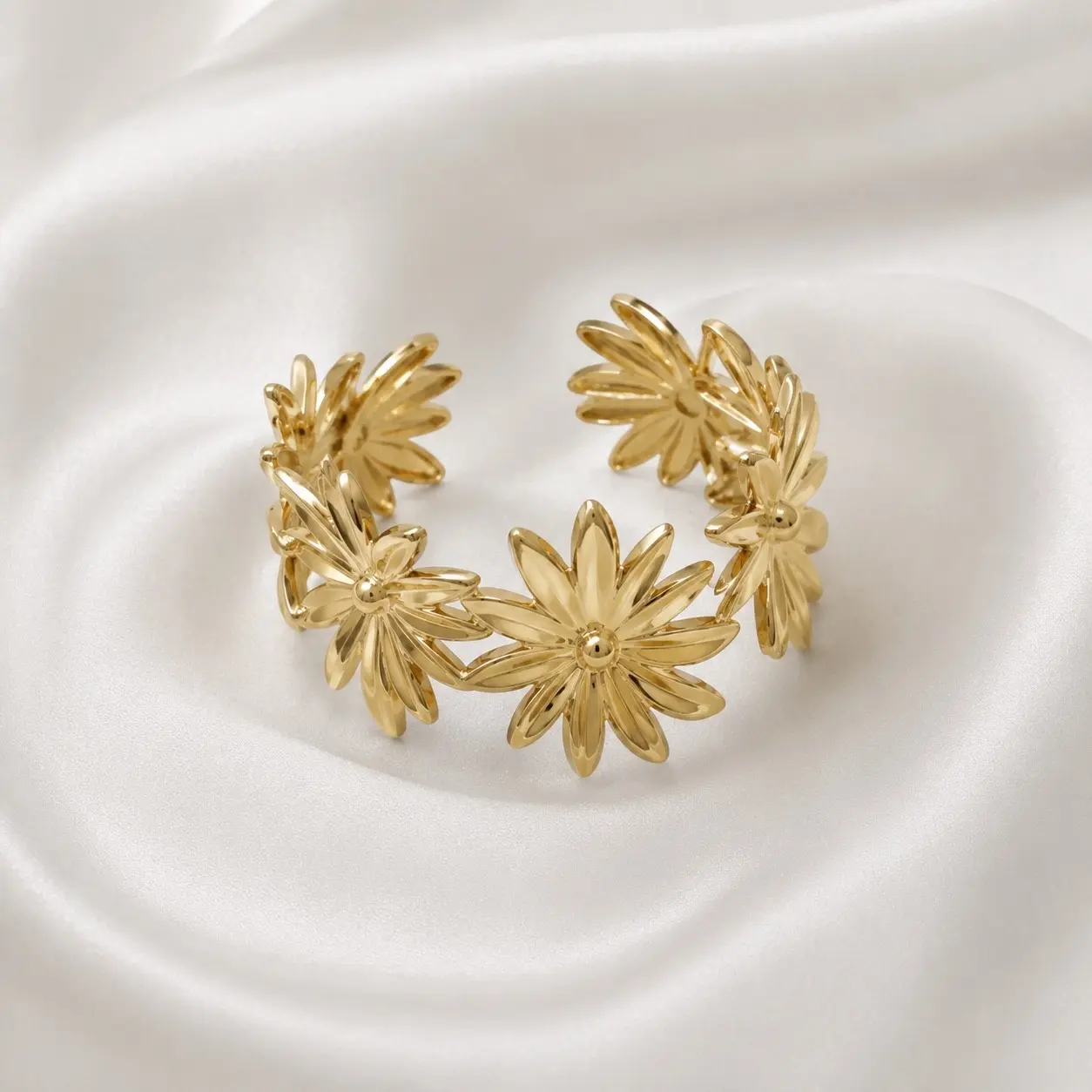 Floral cuff bangle