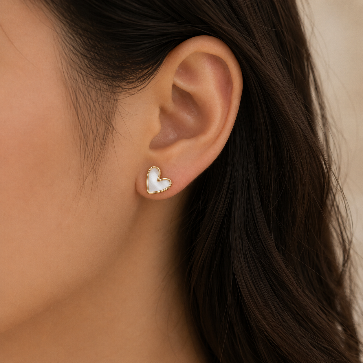 White heart earrings