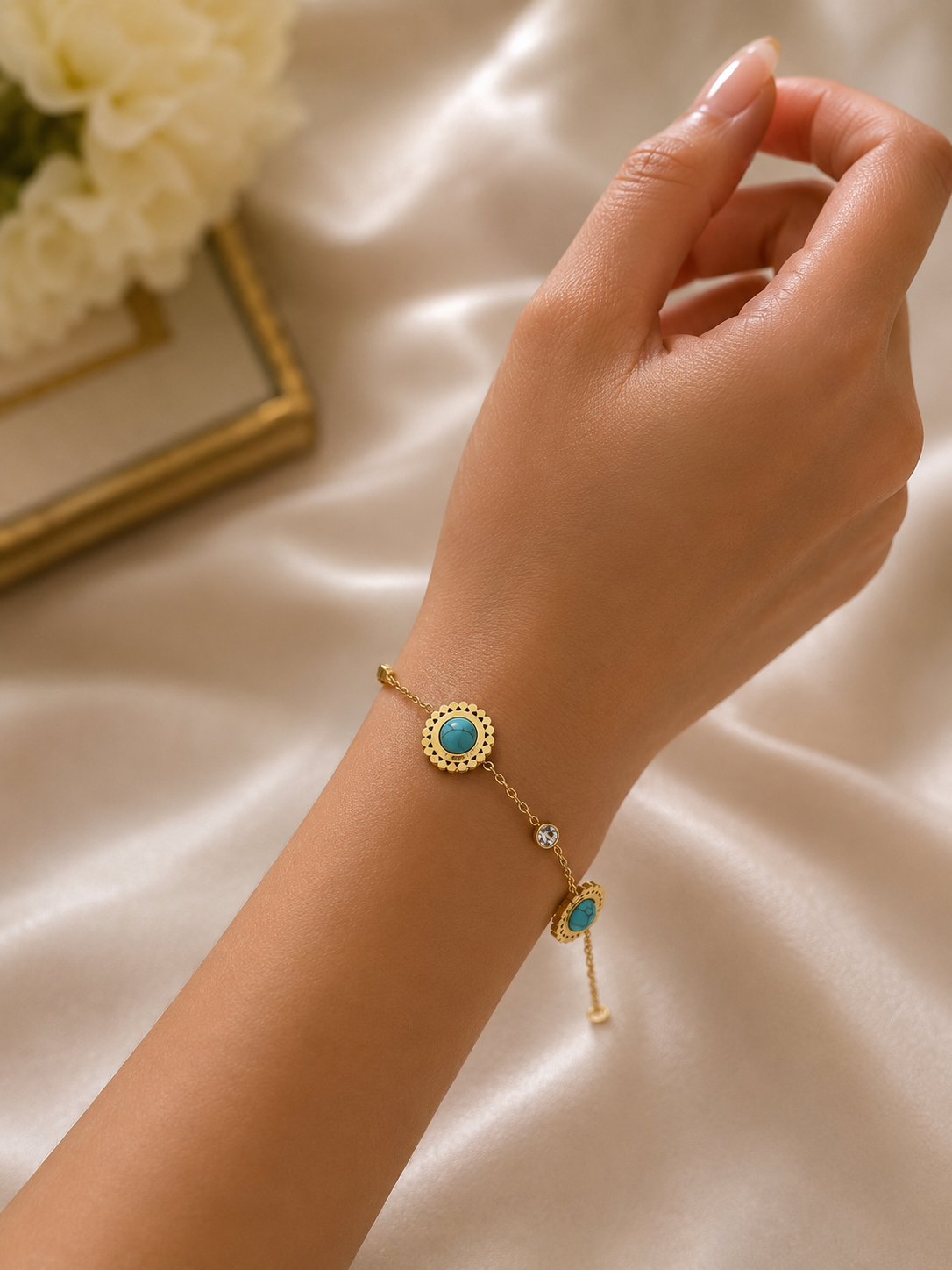 Aqua petal bracelet
